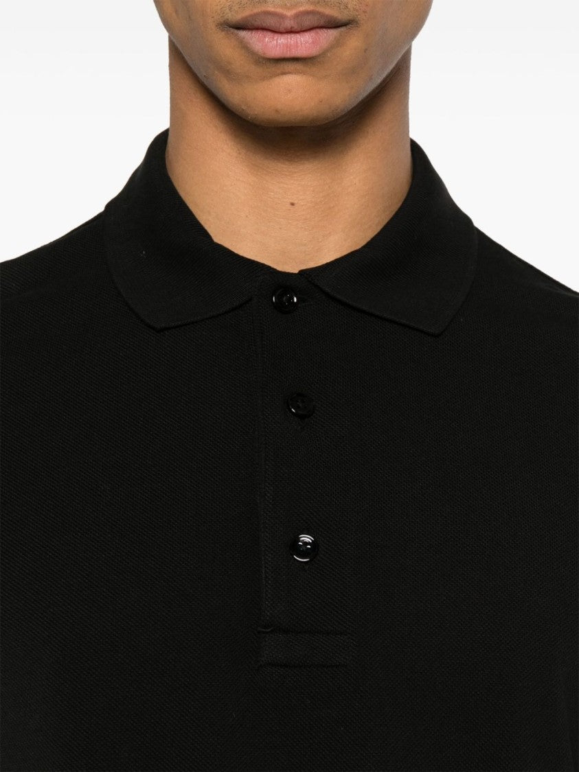 Tom Ford Textured Black Piquet Polo With Classic Details