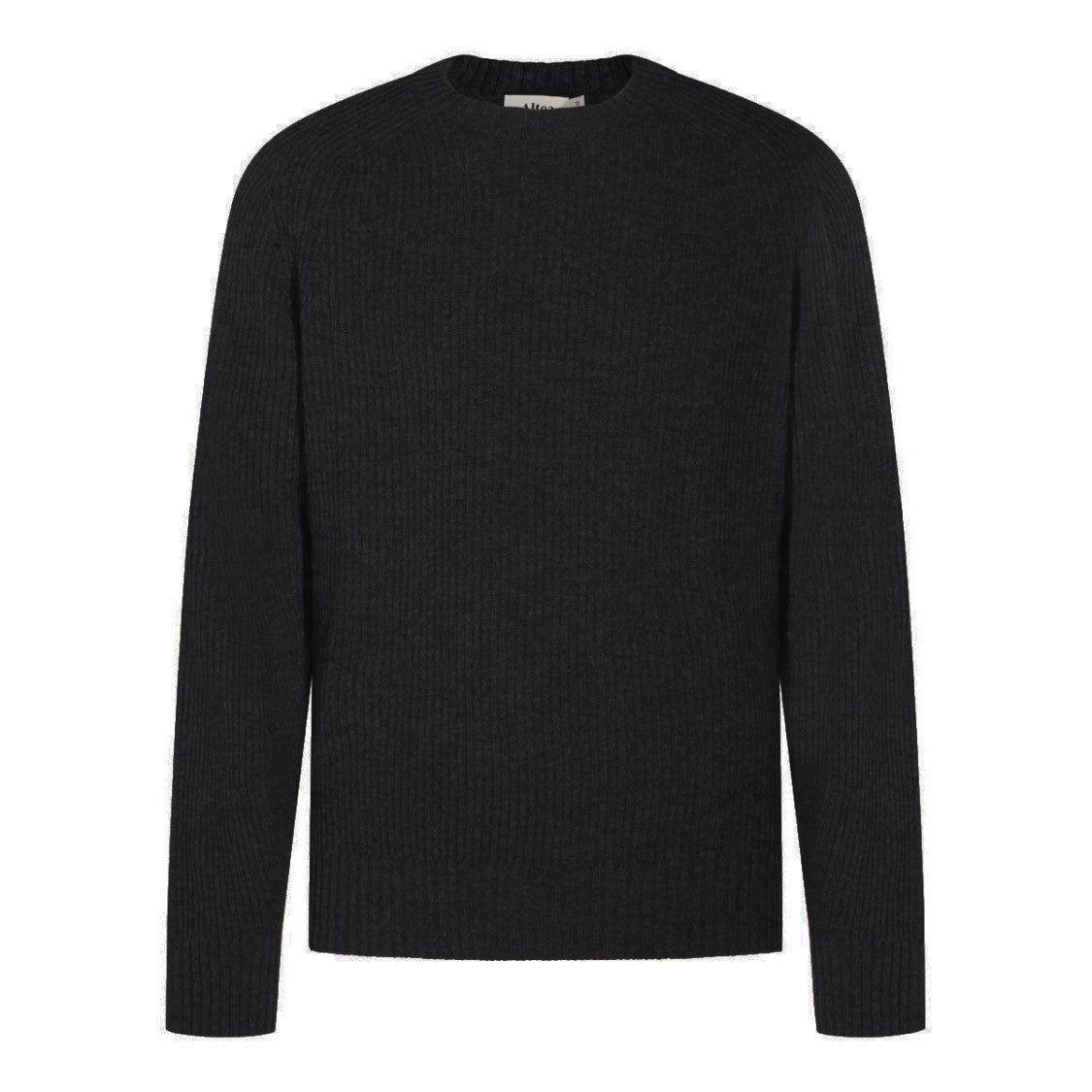Altea Ribbed Black Virgin Wool Sweater With Classic Fit