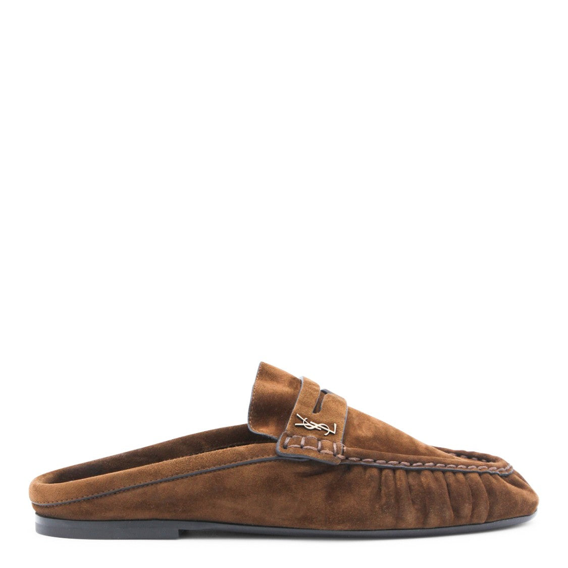 Saint Laurent Brown Suede Moccasin-Style Mules