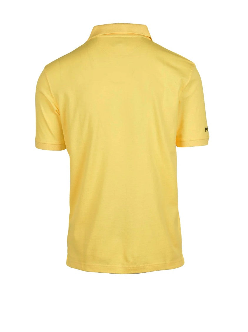 La Martina Yellow Embroidered Short-Sleeve Cotton Polo Shirt