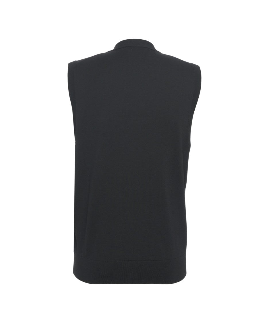 Paolo Pecora Knitted Waistcoat With Classic V-Neck And Button Closure