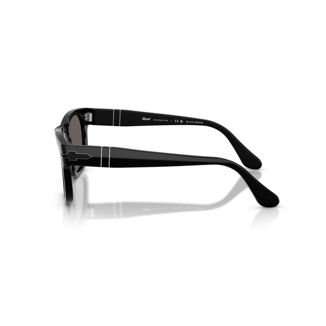Persol Rectangular Black Acetate Sunglasses With Silver Accents