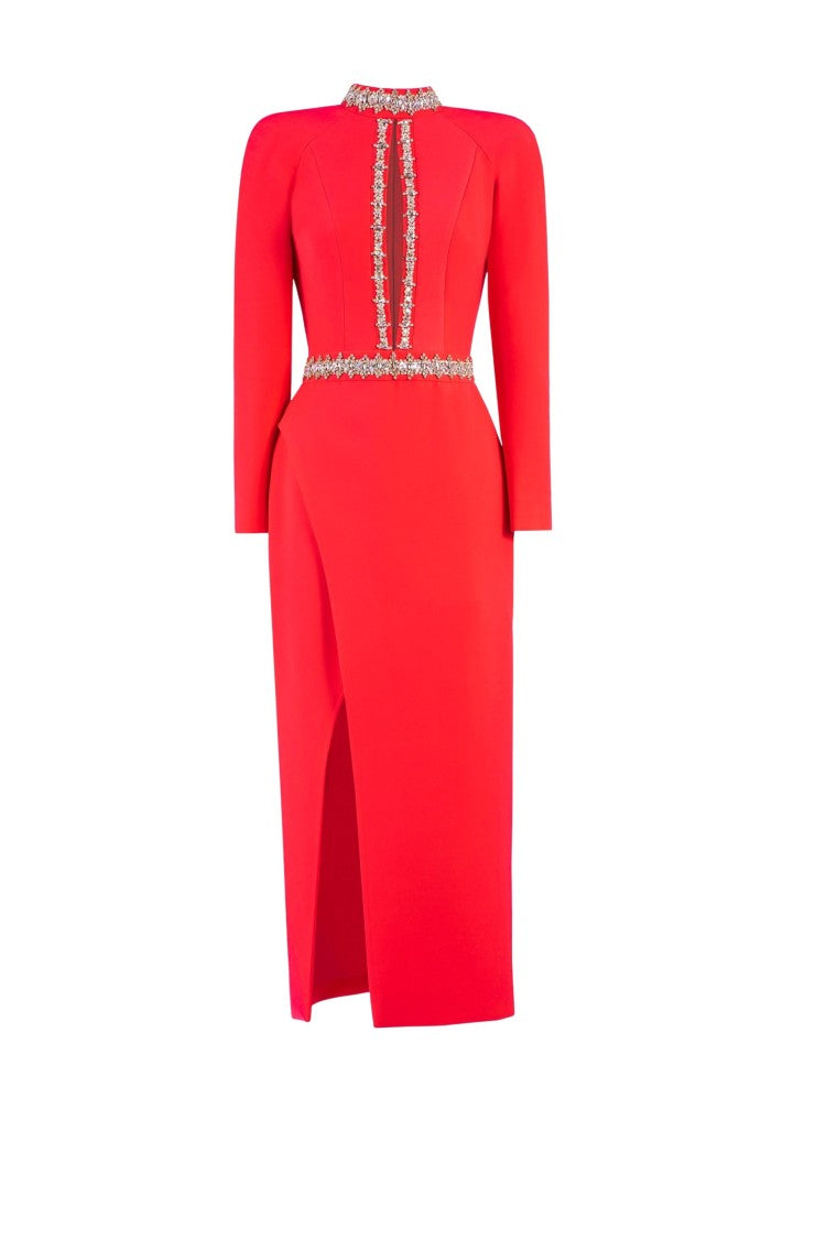 Saiid Kobeisy Crystal Embellished Midi Dress