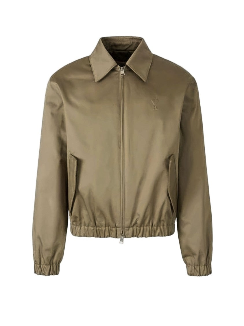 Ami Paris Cropped Matte Finish Bomber Jacket