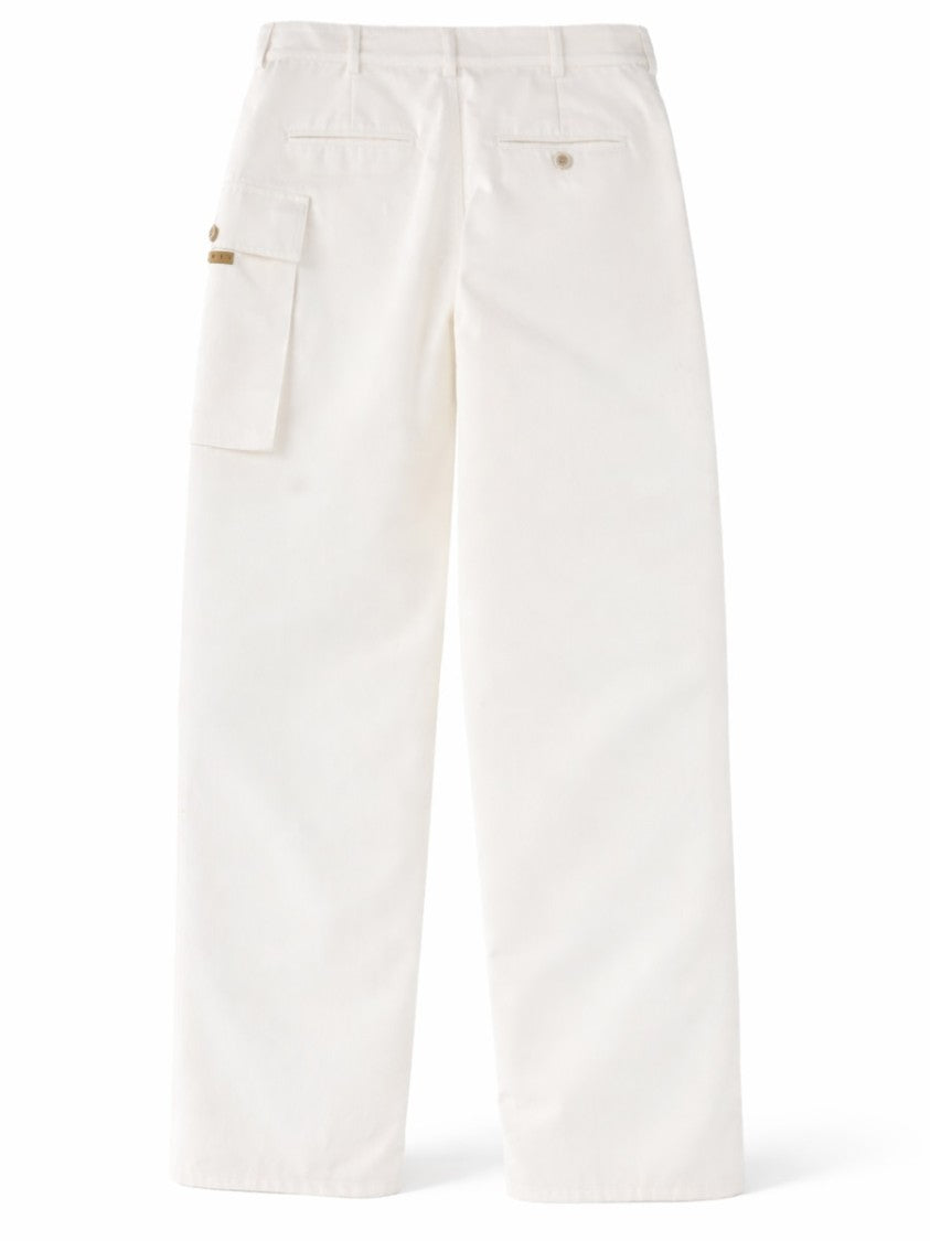 Marni Neutrals Regular Fit Straight Leg Cotton Cargo Pants