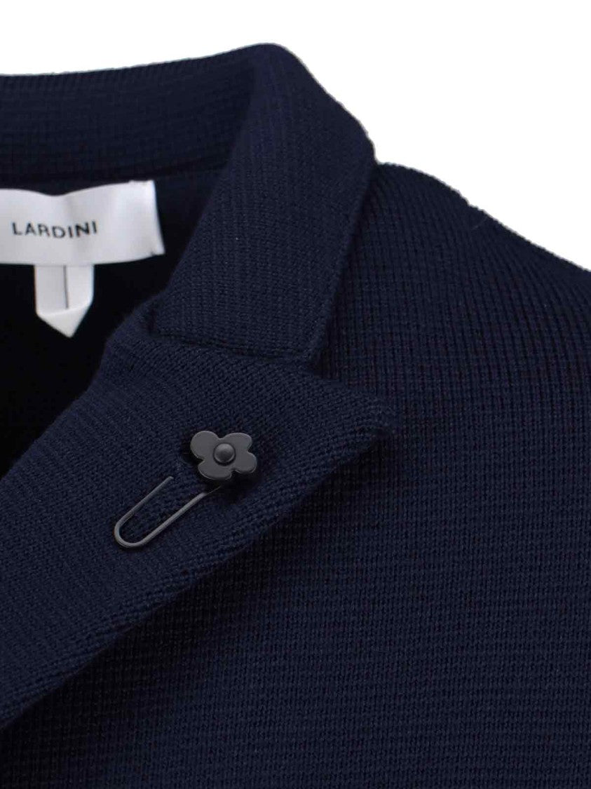 Lardini Double-Breasted Wool Blazer – Navy Blue