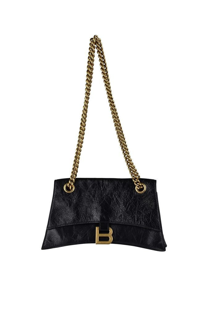 Balenciaga Black Crumpled Leather Crush Chain S Bag