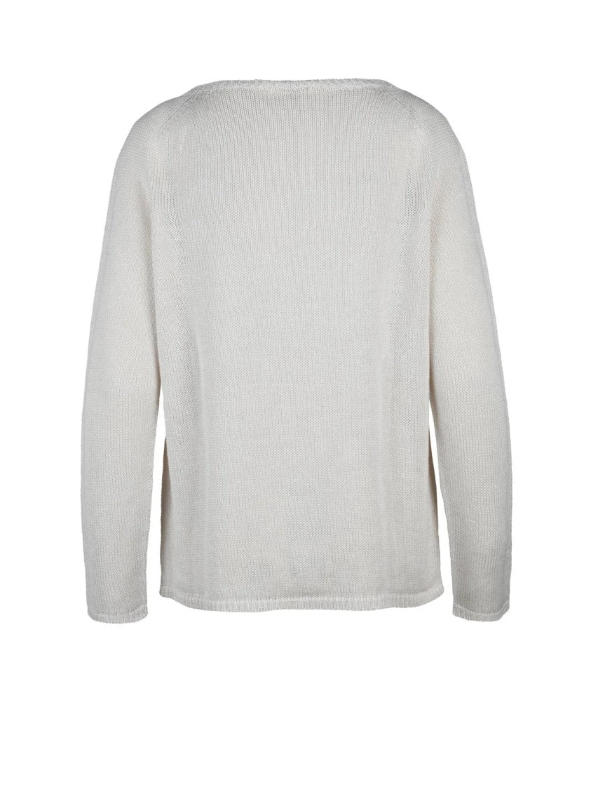 Max Mara Beige Boat-Neck Raglan Sleeve Linen Top