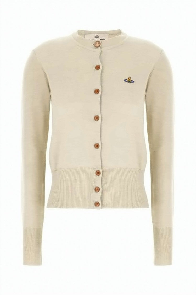 Vivienne Westwood Cropped Knit Cardigan With Wooden Buttons And Emblem