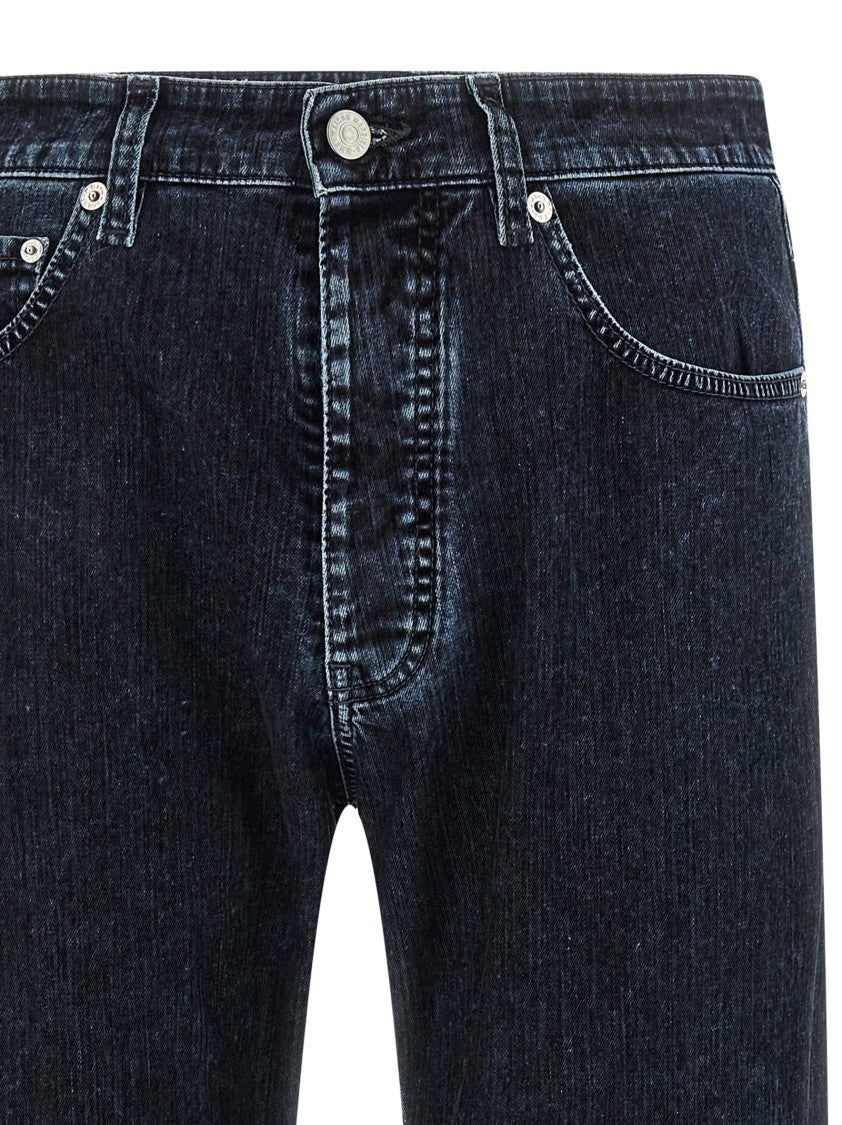 Mm6 By Maison Margiela Straight Leg Jeans In Hand-Drawn Cotton Denim