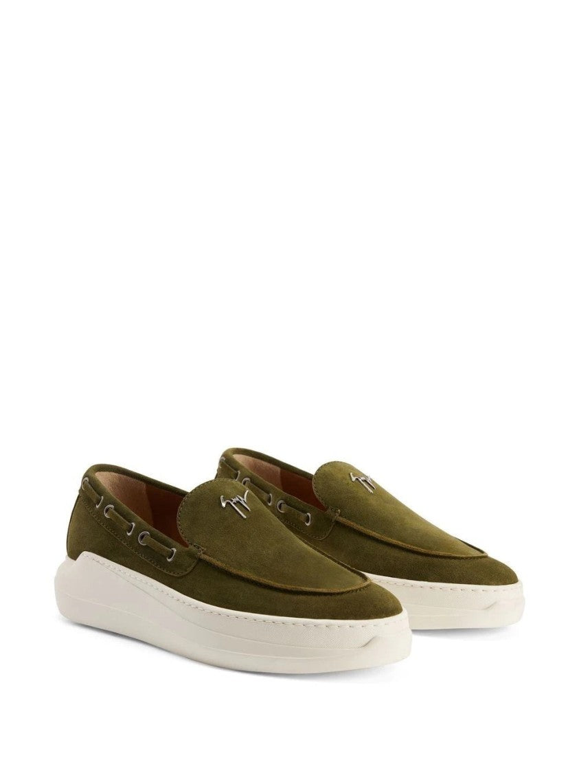 Giuseppe Zanotti Olive Green Suede Slip-On Loafers