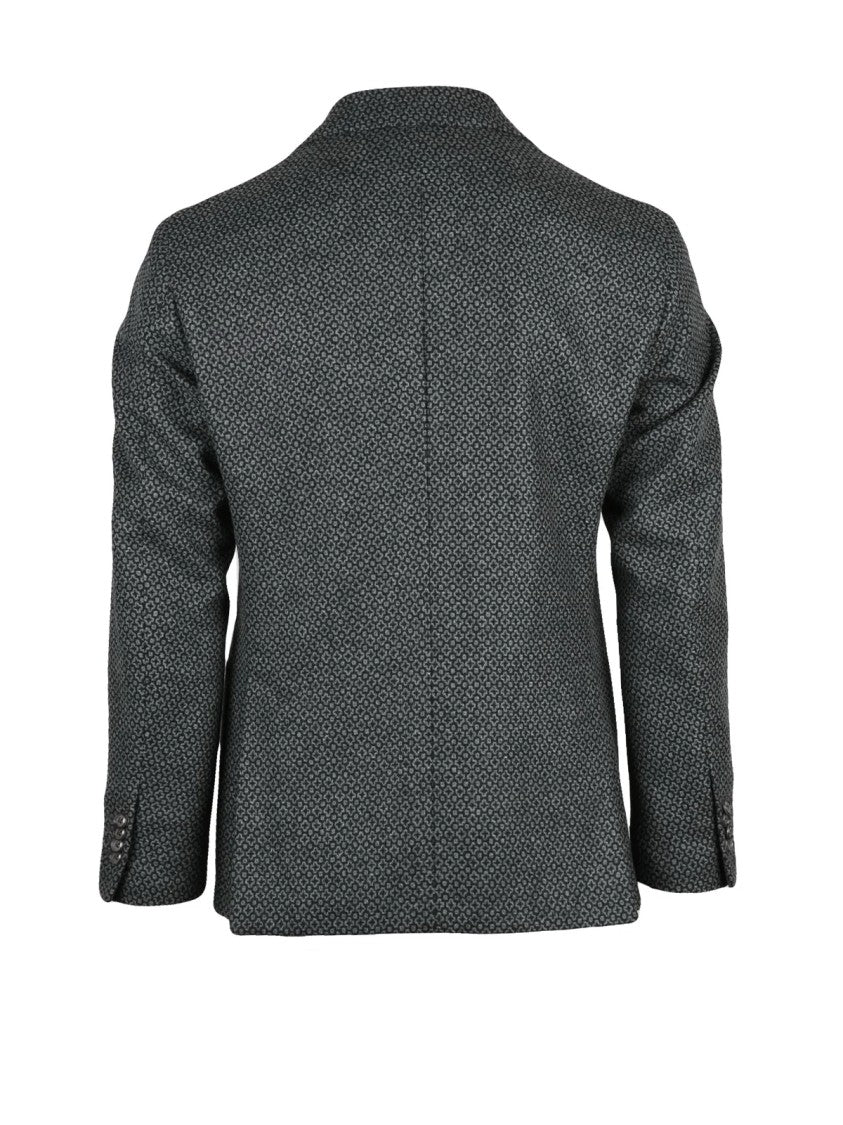 L.B.M. 1911 Fitted Wool Jacket With Geometric Pattern In Dark Grey And Black