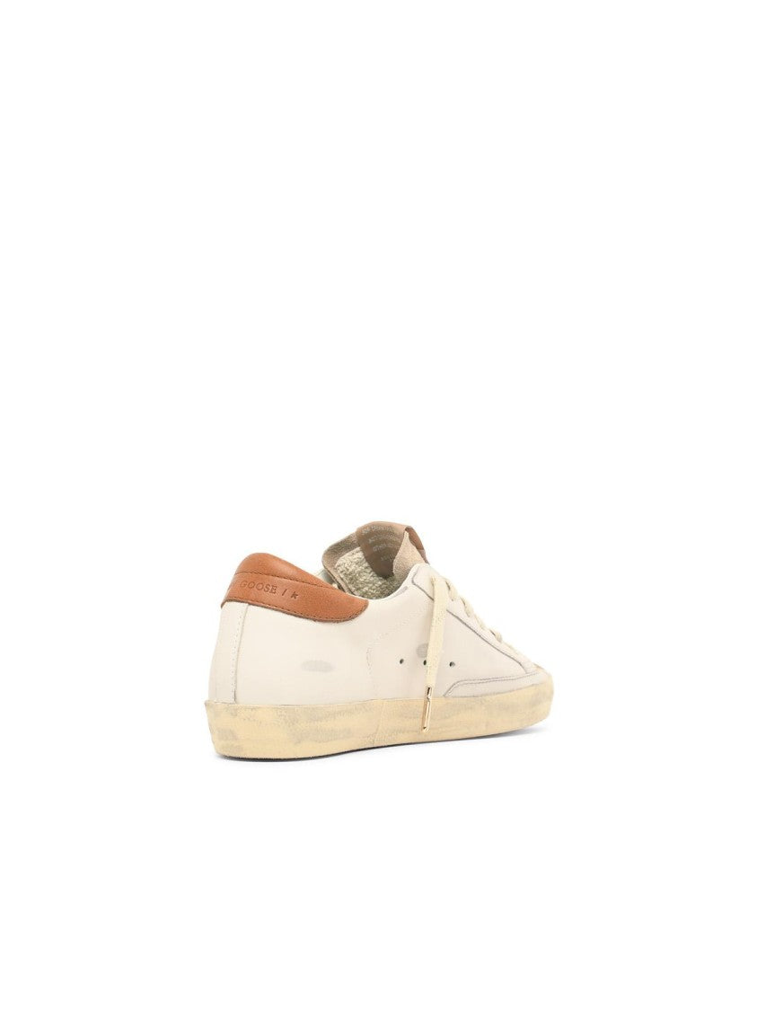 Golden Goose White Super Star Leather-Blend Sneakers