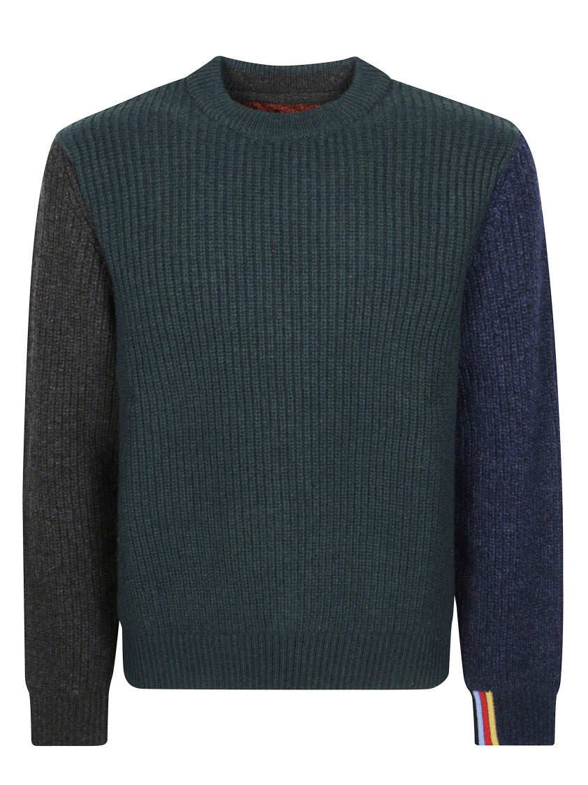 Barbour X Paul Smith Cable Colorblock Knit Pullover Sweater