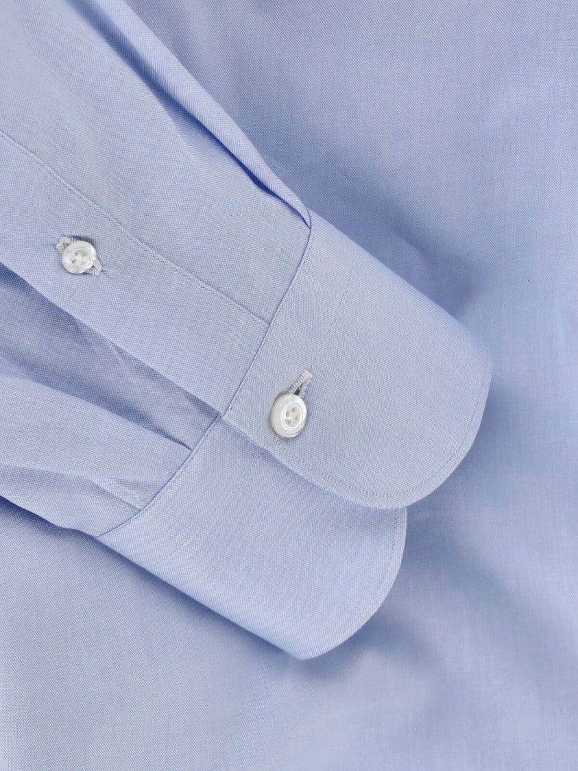 Finamore Tailored Light Blue Cotton Shirt With Classic Collar