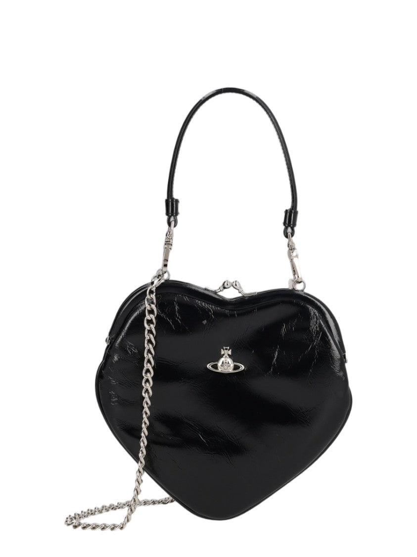 Vivienne Westwood Black Heart-Shaped Calf Leather Shoulder Bag