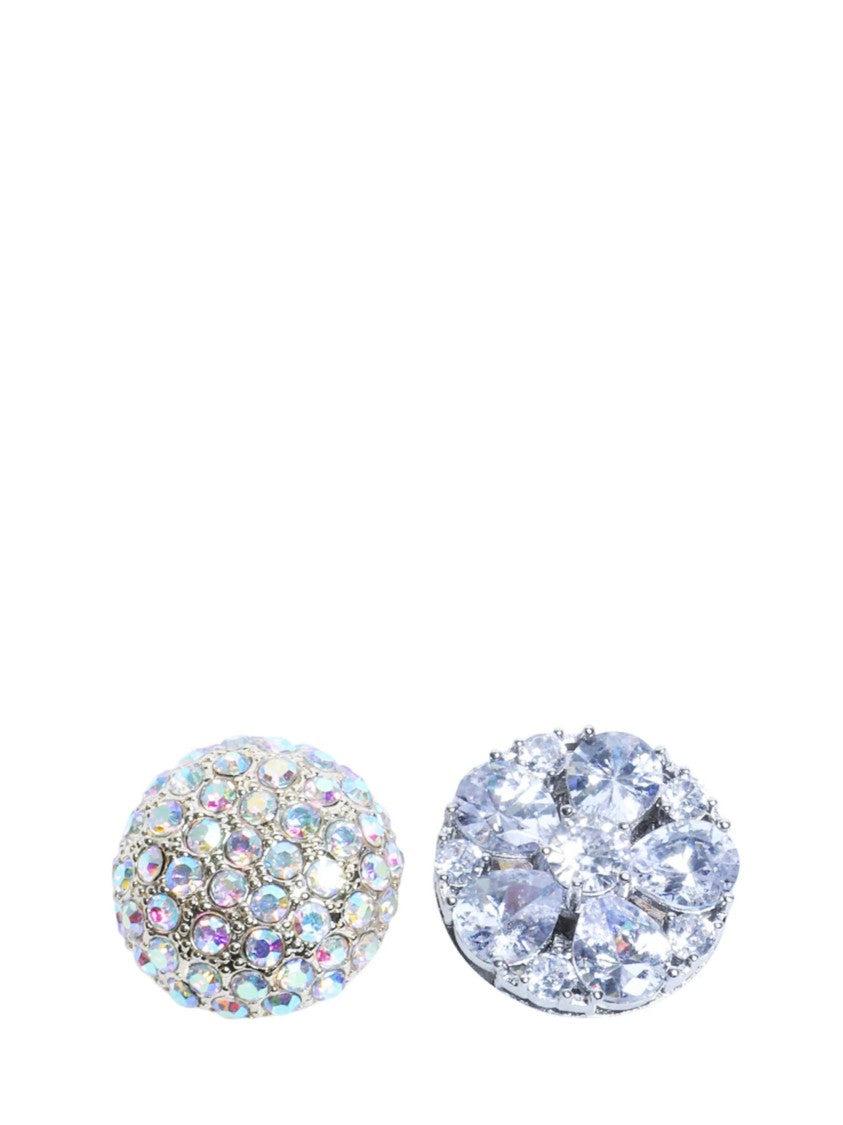 Mm6 By Maison Margiela Silver Iridescent Floral Crystal Earrings