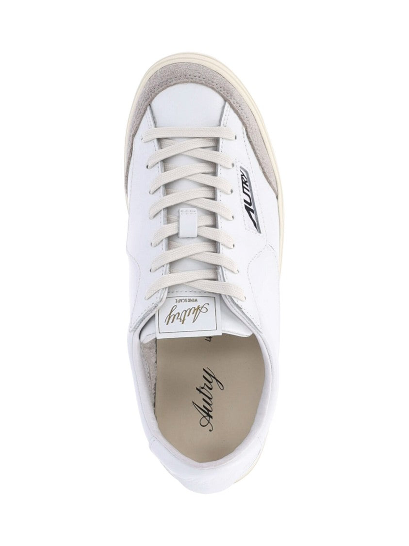 Autry White Windscape Low Suede Accent Leather Sneakers
