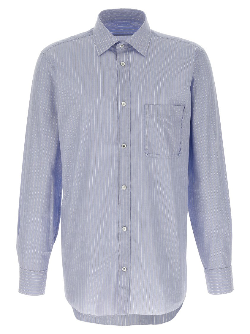 Maison Margiela Striped Cotton Poplin Shirt With Chest Pocket