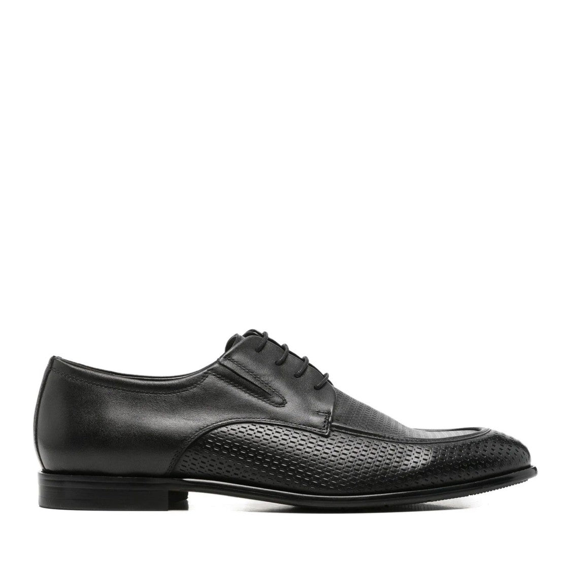 Alberto Gozzi Black Elegant Lace-Up Leather Flats