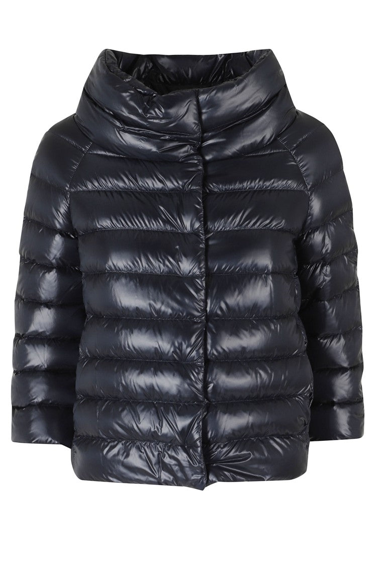 Herno Navy Blue Sofia Crater Neck Jewel Sleeves Polyamide Down Jacket