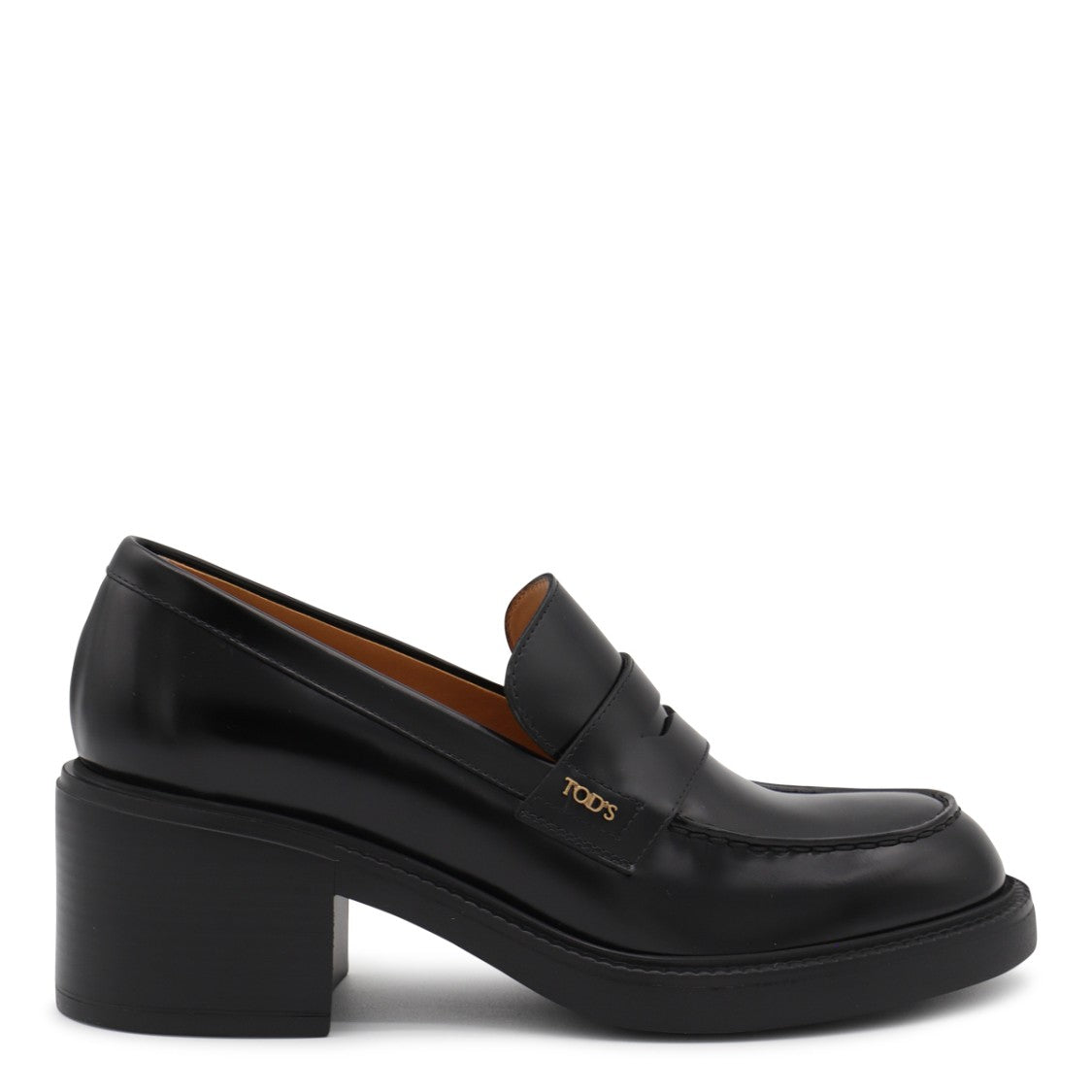 Tod's Black Leather Strap Detail Loafers