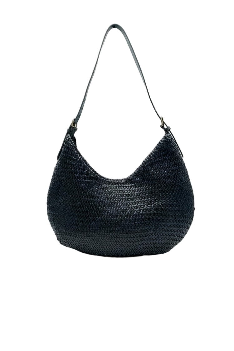 Dragon Diffusion Crescent-Shaped Black Buffalo Leather Shoulder Bag