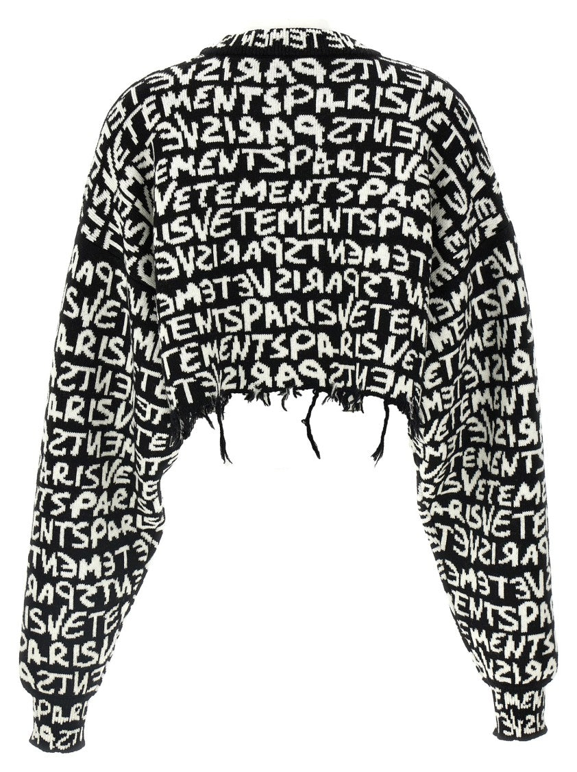 Vetements ' Paris Monogram' Cropped Sweater