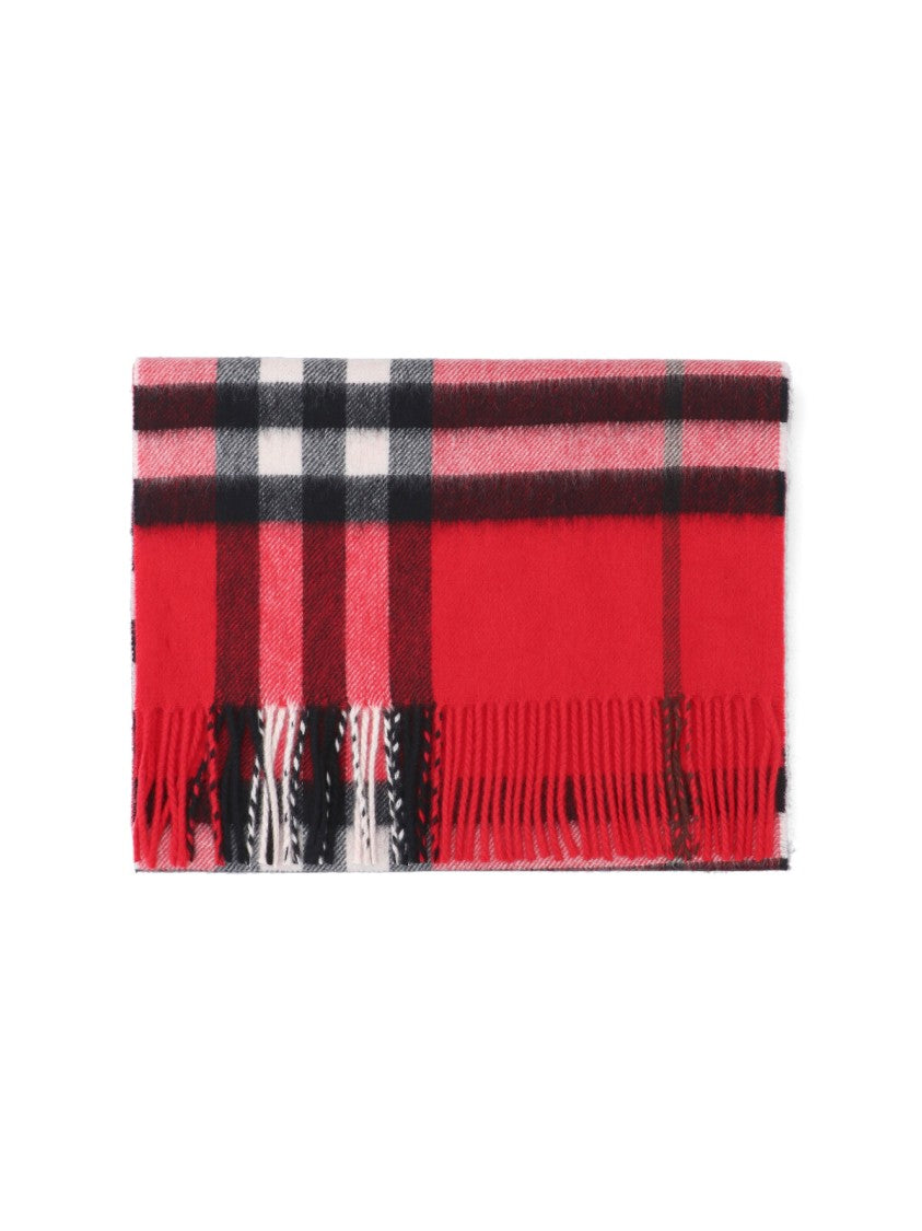 Burberry Red Check Brushed Cashmere Scarf