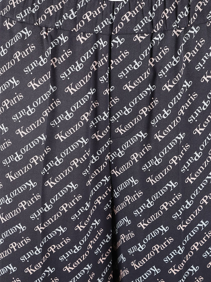 Kenzo Wide Leg Trousers With All-Over Logo Print