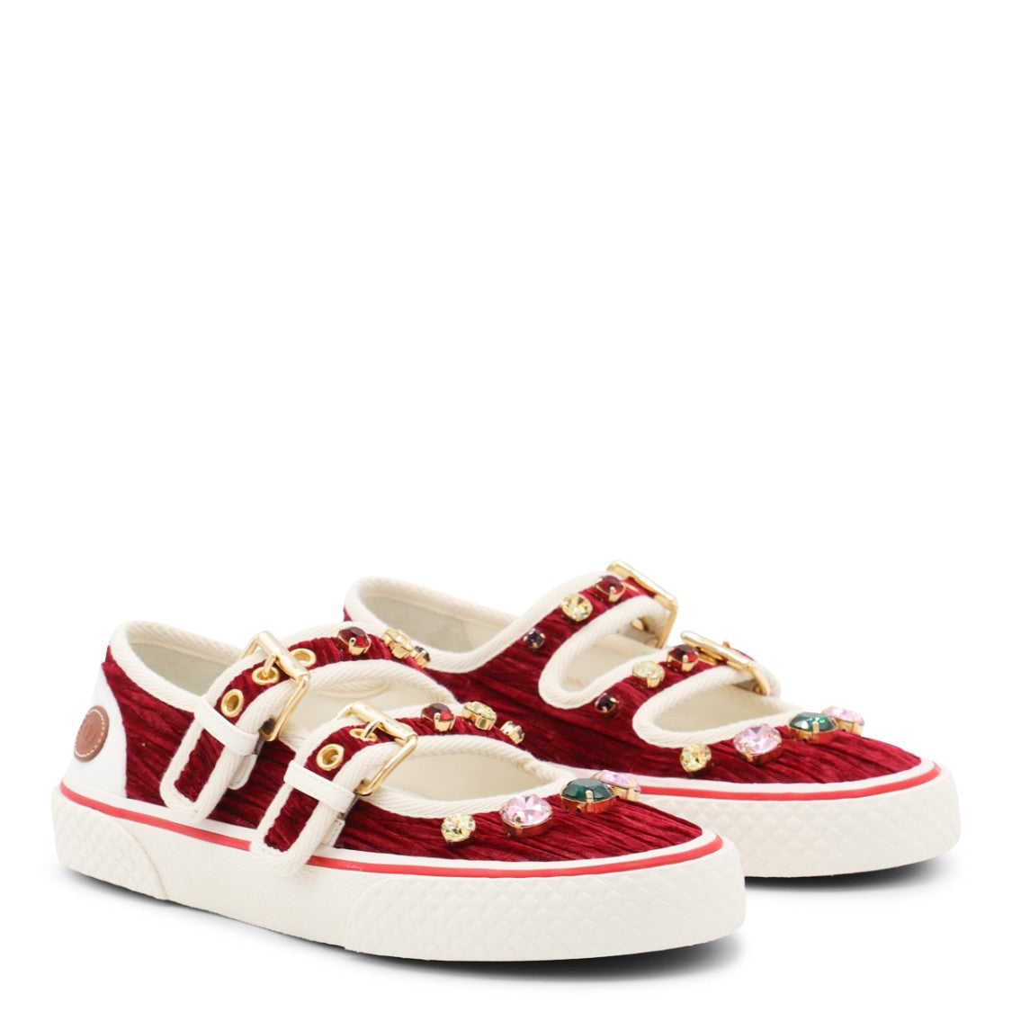 Valentino Garavani Burgundy And White Leather Sneakers
