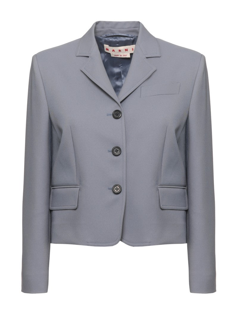 Marni Blue Classic Lapel Satin Blazer