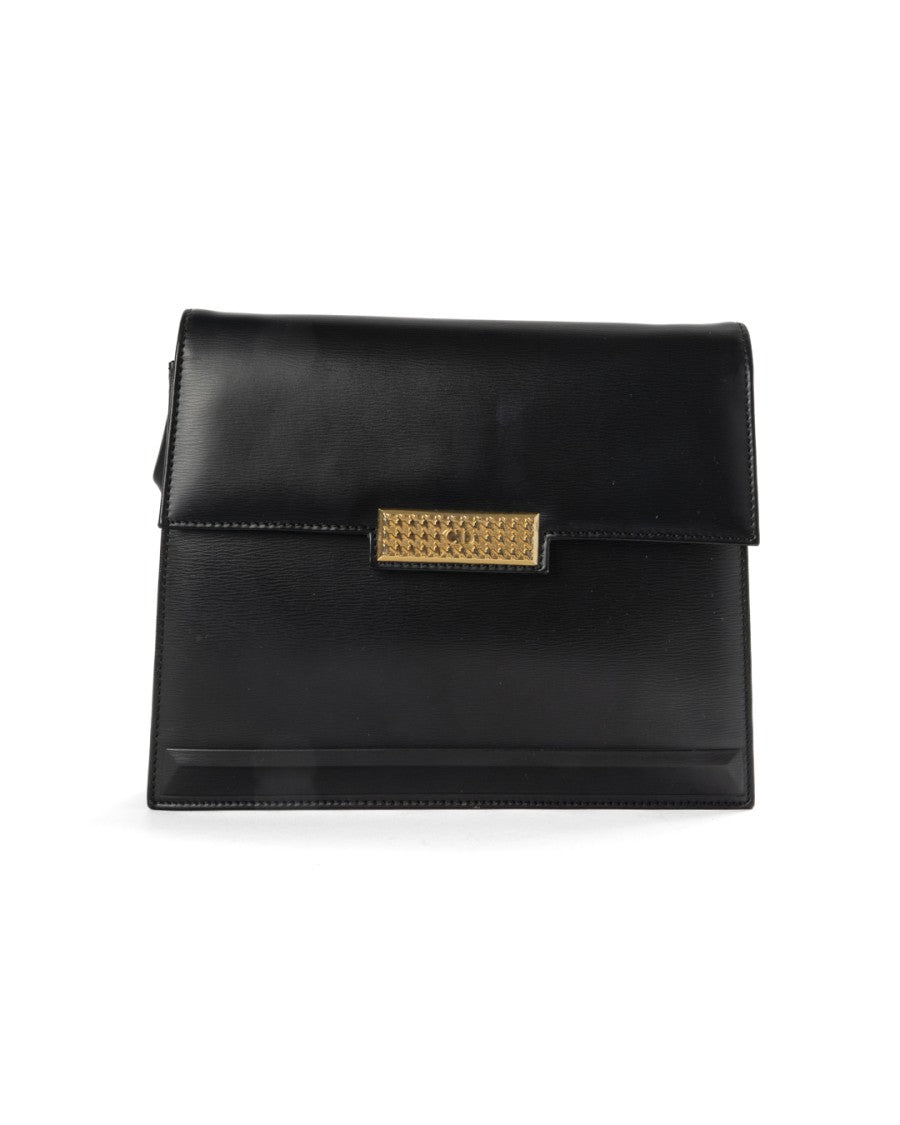 Dior Black Vintage Box Leather Small Shoulder Bag
