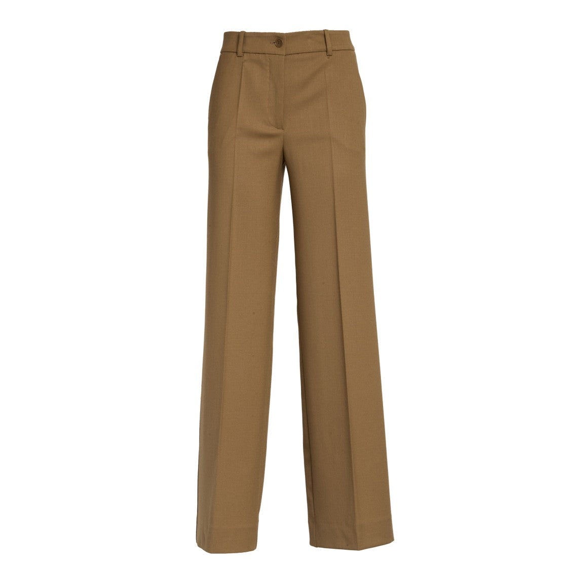 Parosh Camel Palazzo Button Closure Trousers