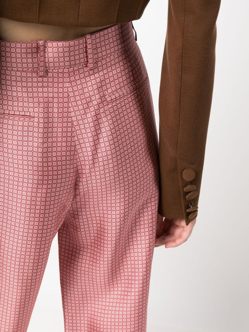 Lanvin Geometric Print Silk Wide-Leg Trousers