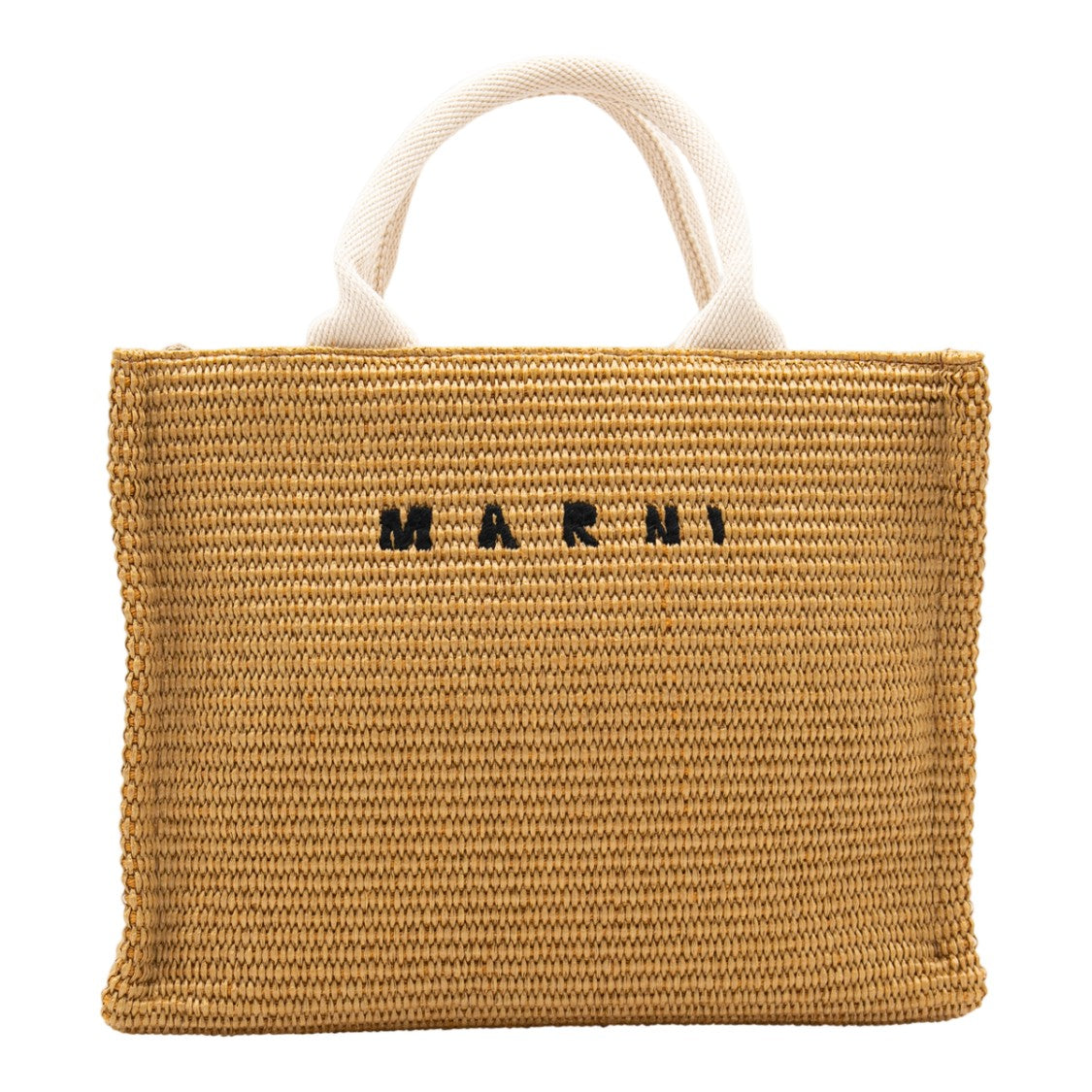 Marni Rectangular Woven Tote Bag With Natural Texture