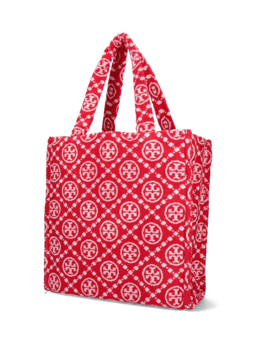 Tory Burch T-Monogram' Terrycloth Tote Bag – Red