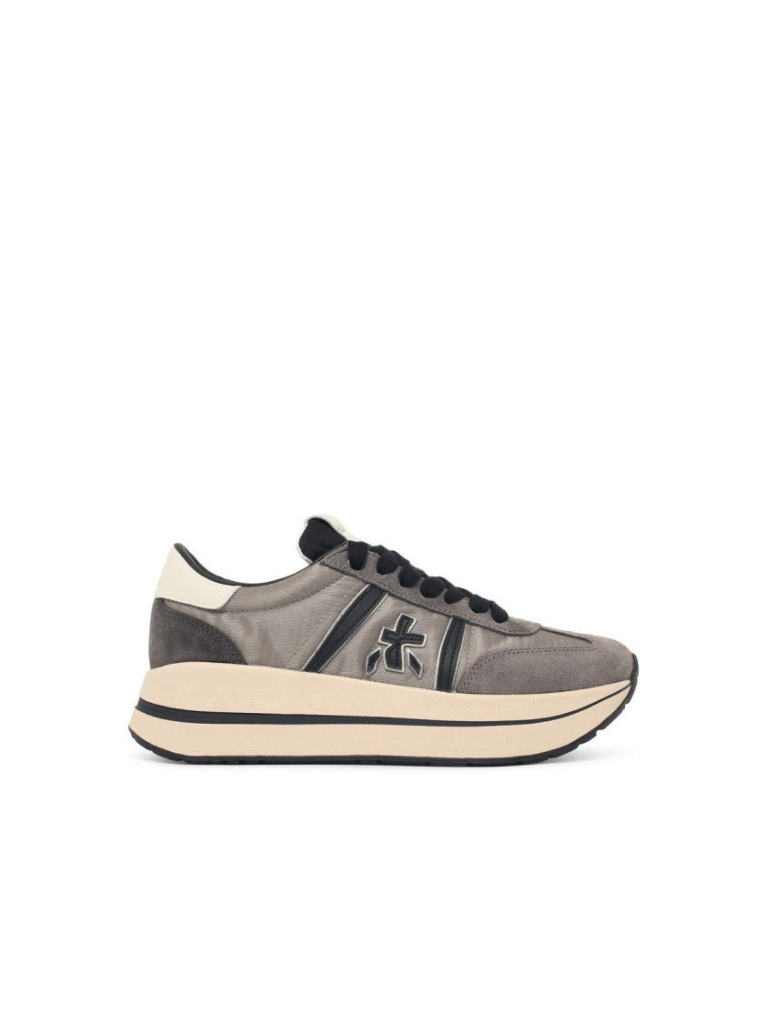 Premiata Fabric Blend Low-Top Sneakers With Smooth Leather Logo