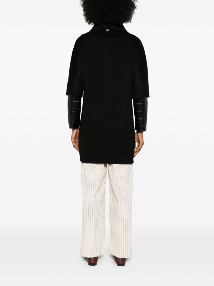 Herno Short Black Coat With Sable Wool