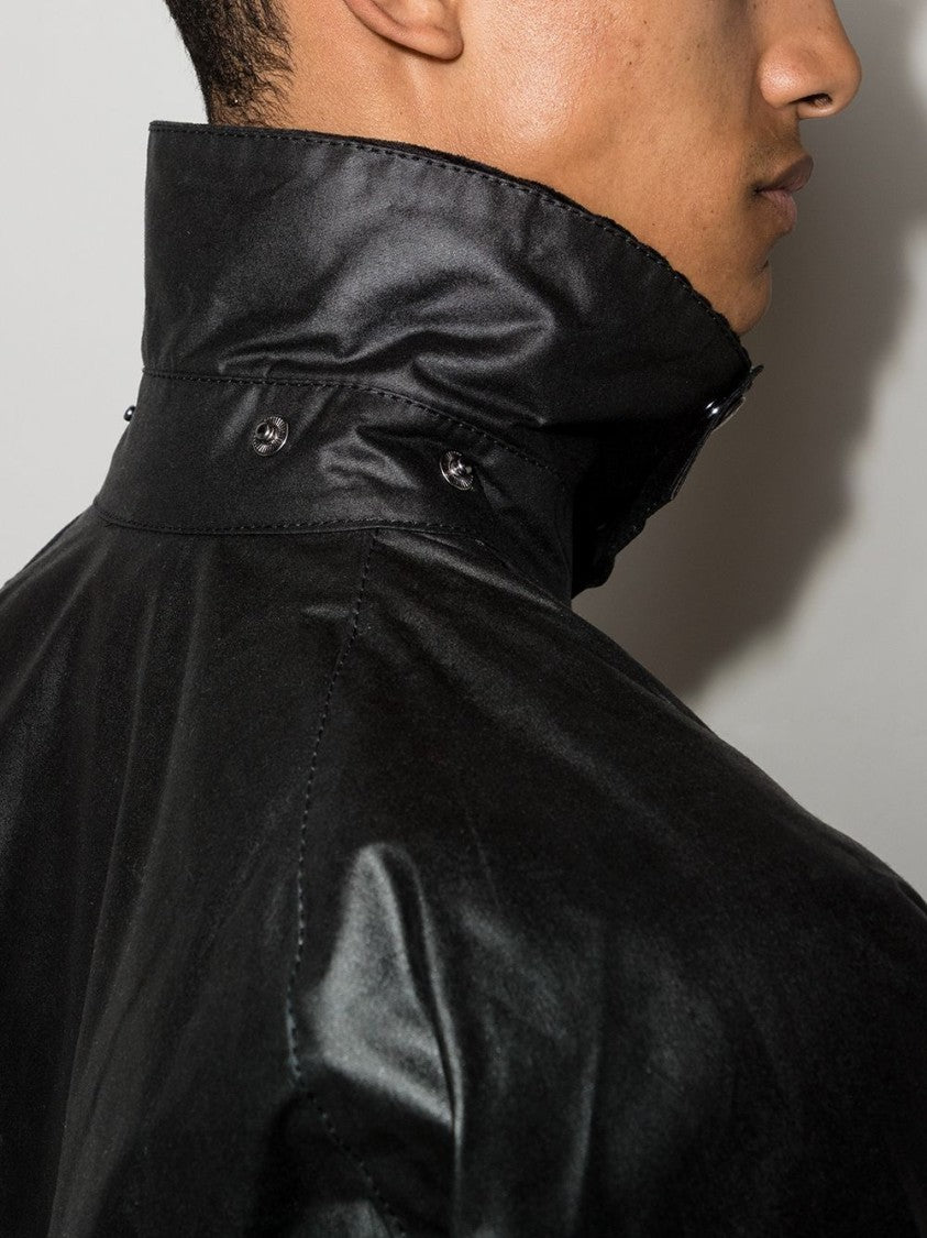 Barbour Classic Black Coat With Button-Up Front
