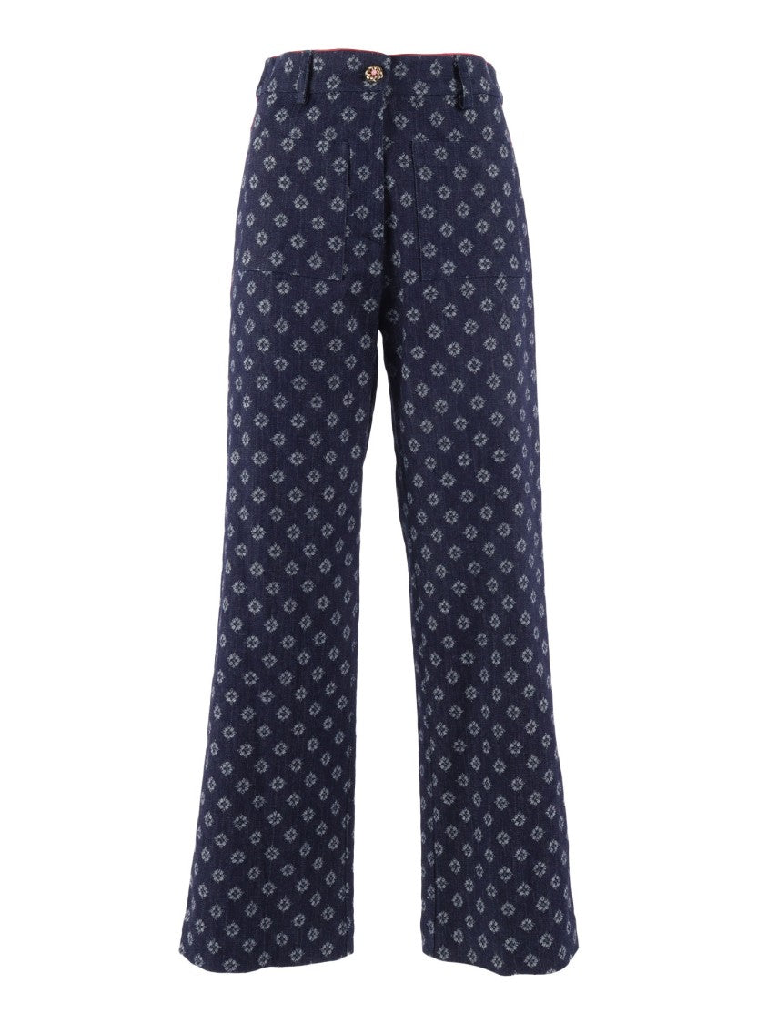Shirt A Porter Palazzo Pants With Subtle Geometric Pattern