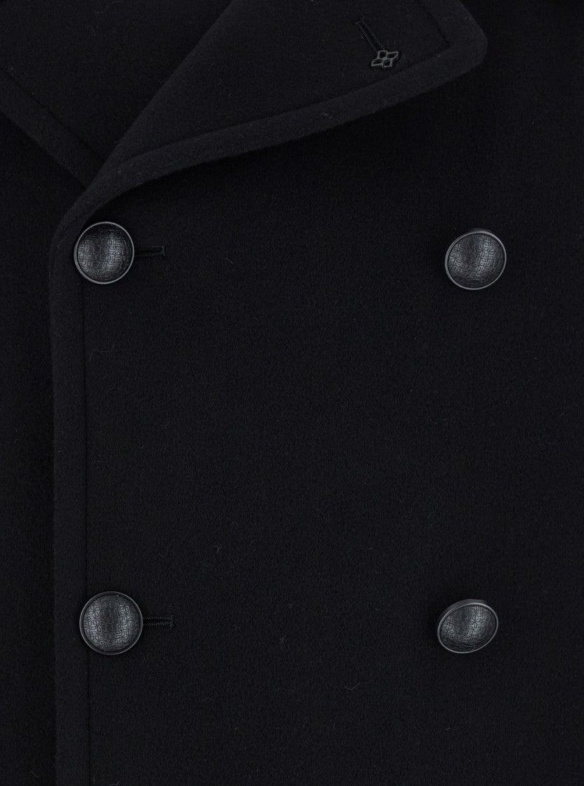 Tagliatore Black Double-Breasted Coat