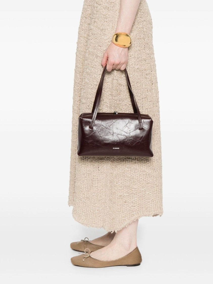 Jil Sander Goji Shoulder Bag In Rich Bordeaux Calf Leather