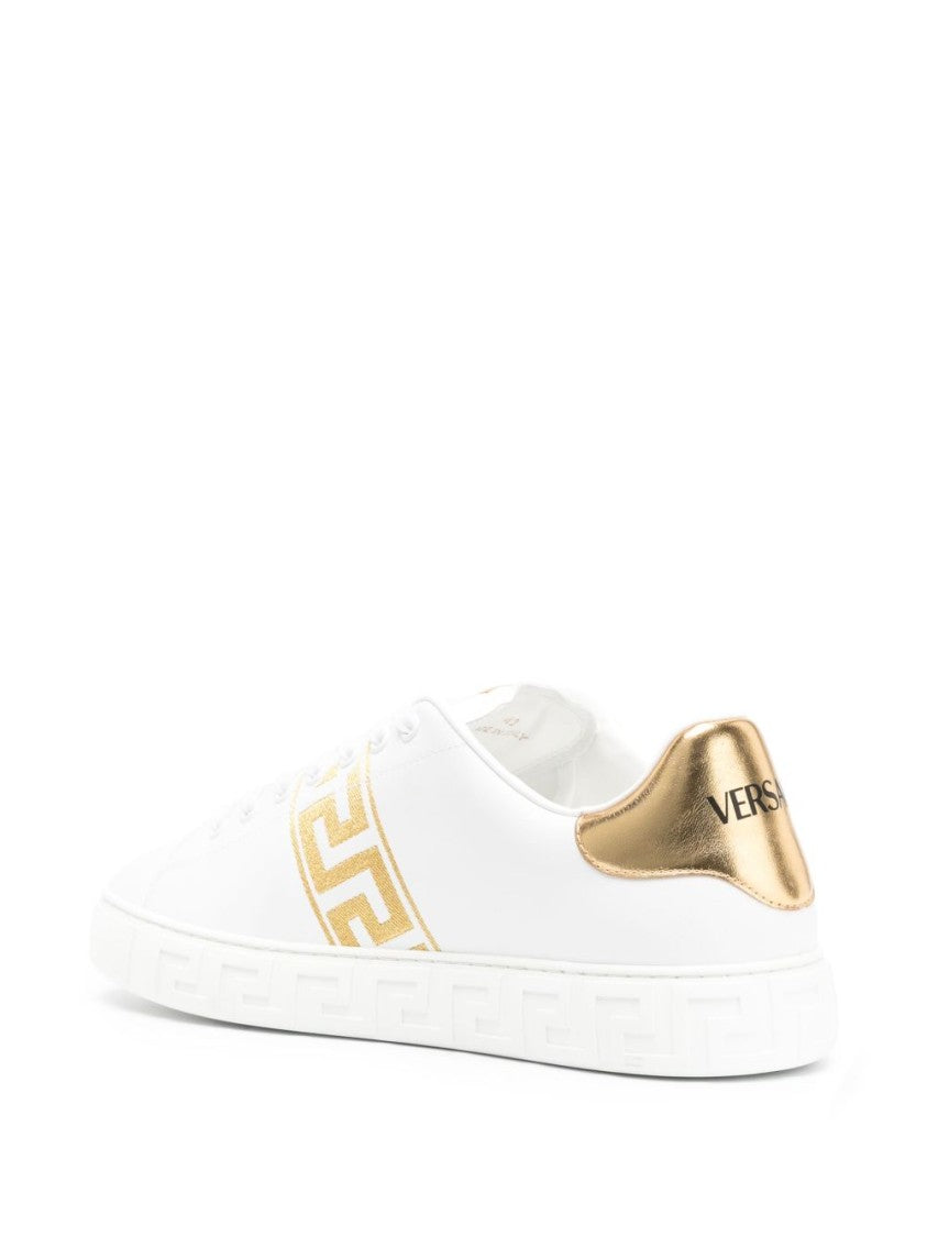 Versace Greca Motif Calf Leather Sneakers
