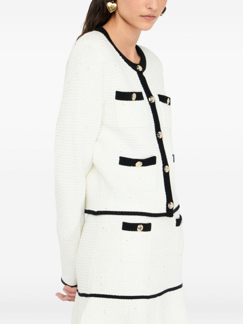 Liu Jo Textured Crop Sweater With Gold-Tone Buttons