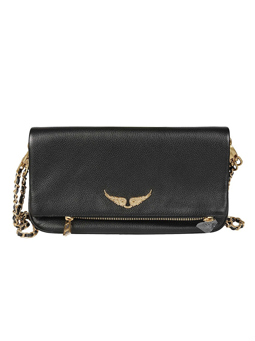 Zadig & Voltaire Rock Pebbled Leather Gold Accent Shoulder Bag