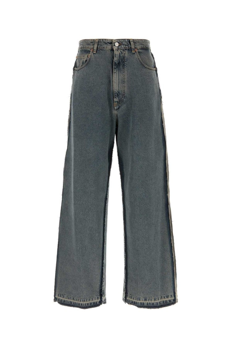 Mm6 By Maison Margiela Cropped Wide-Leg Denim Jeans