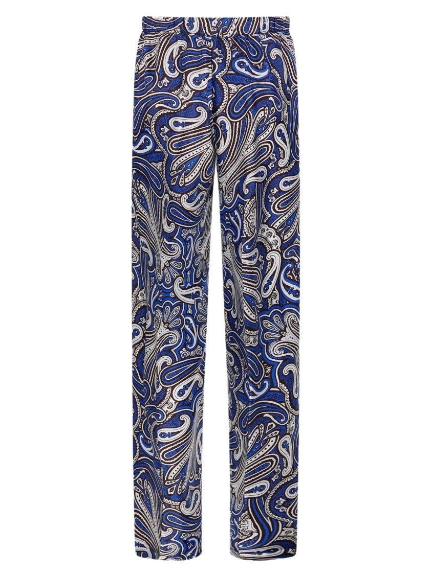 Parosh Silk Straight-Cut Trousers With Intricate Scarf Print