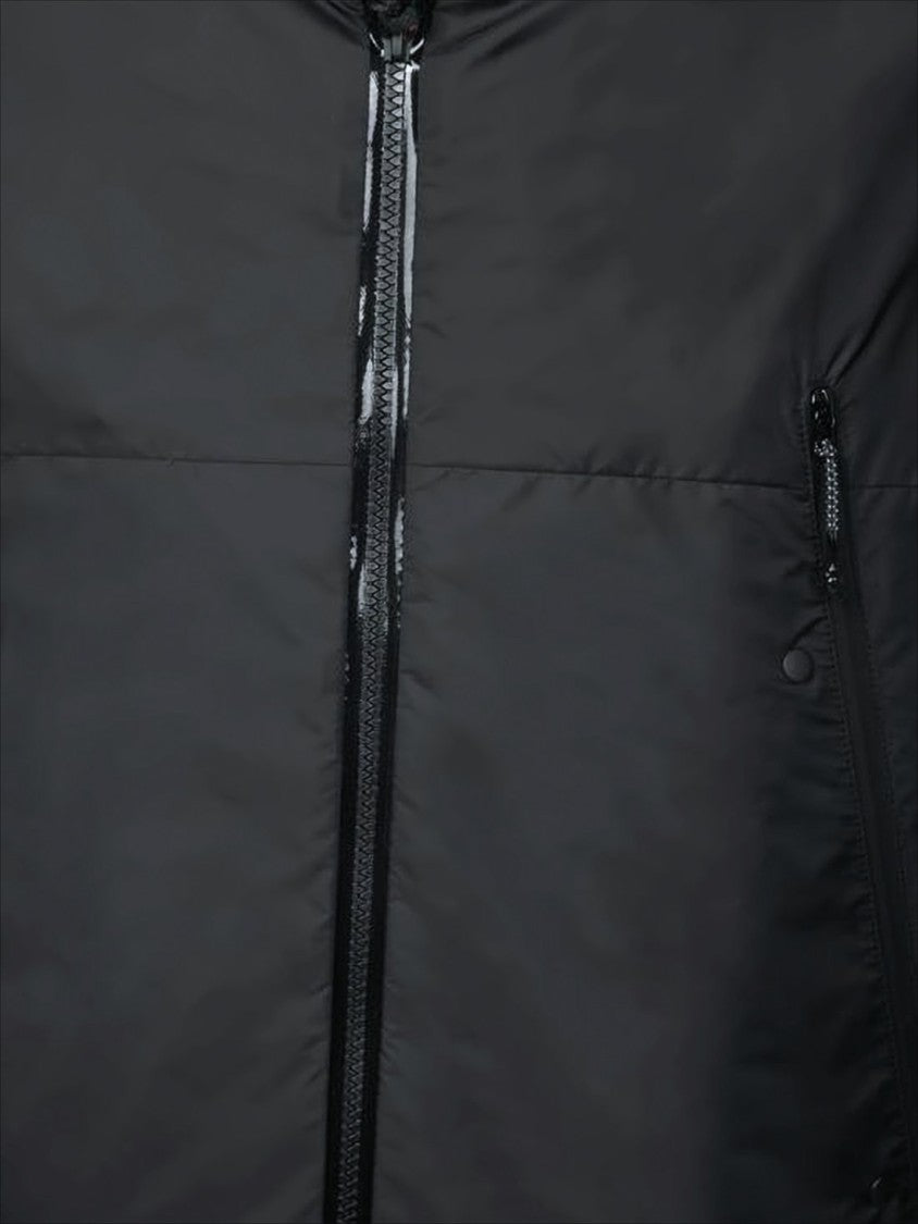 Moncler Polyamide-Exterior Black Jacket With Hood And Flap Detail
