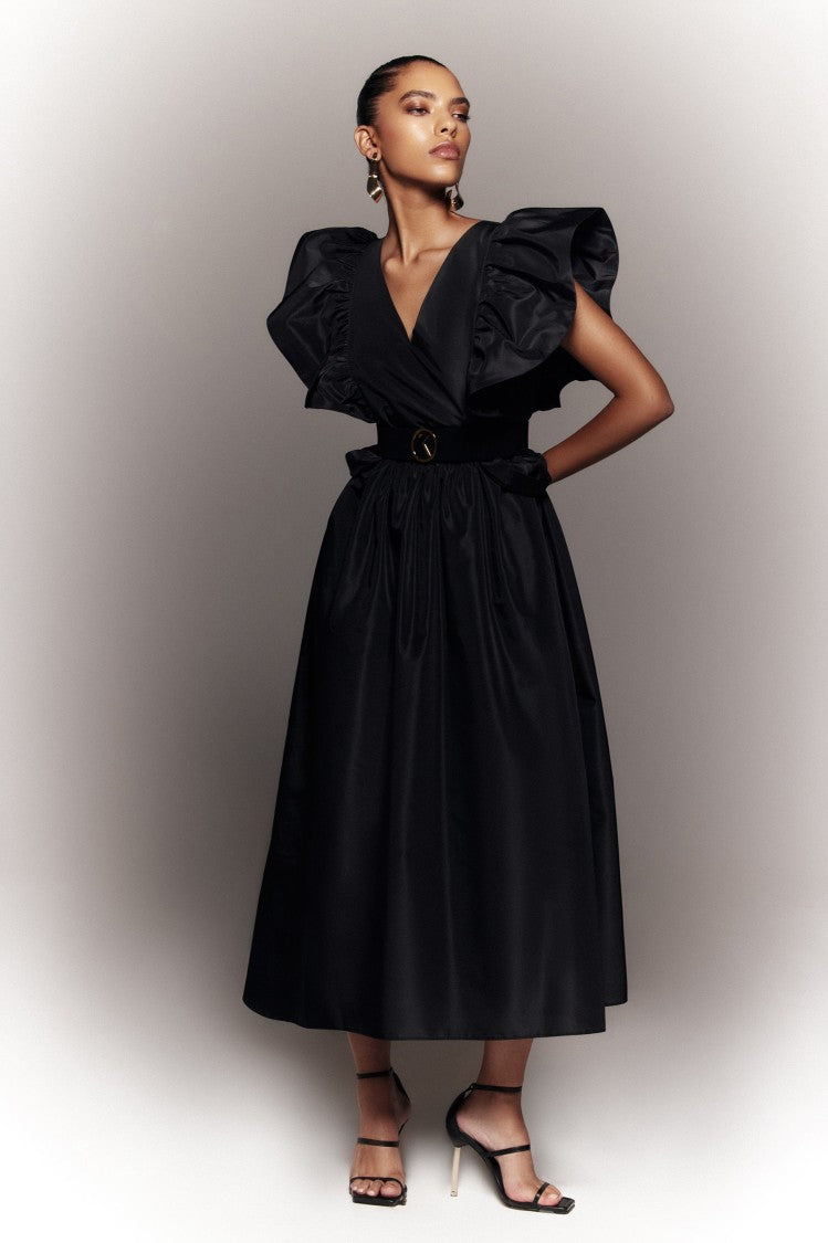 Saiid Kobeisy Taffeta Dress With Gathered Sleeves
